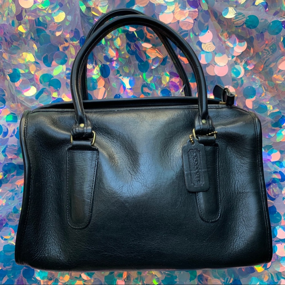 Vintage Coach Tote - Black Leather